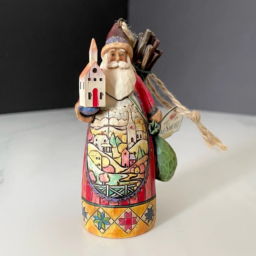 Santa Holding Church Ornament by Jim Shore